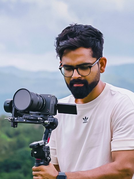 Nishit Sharma filming with a gimbal